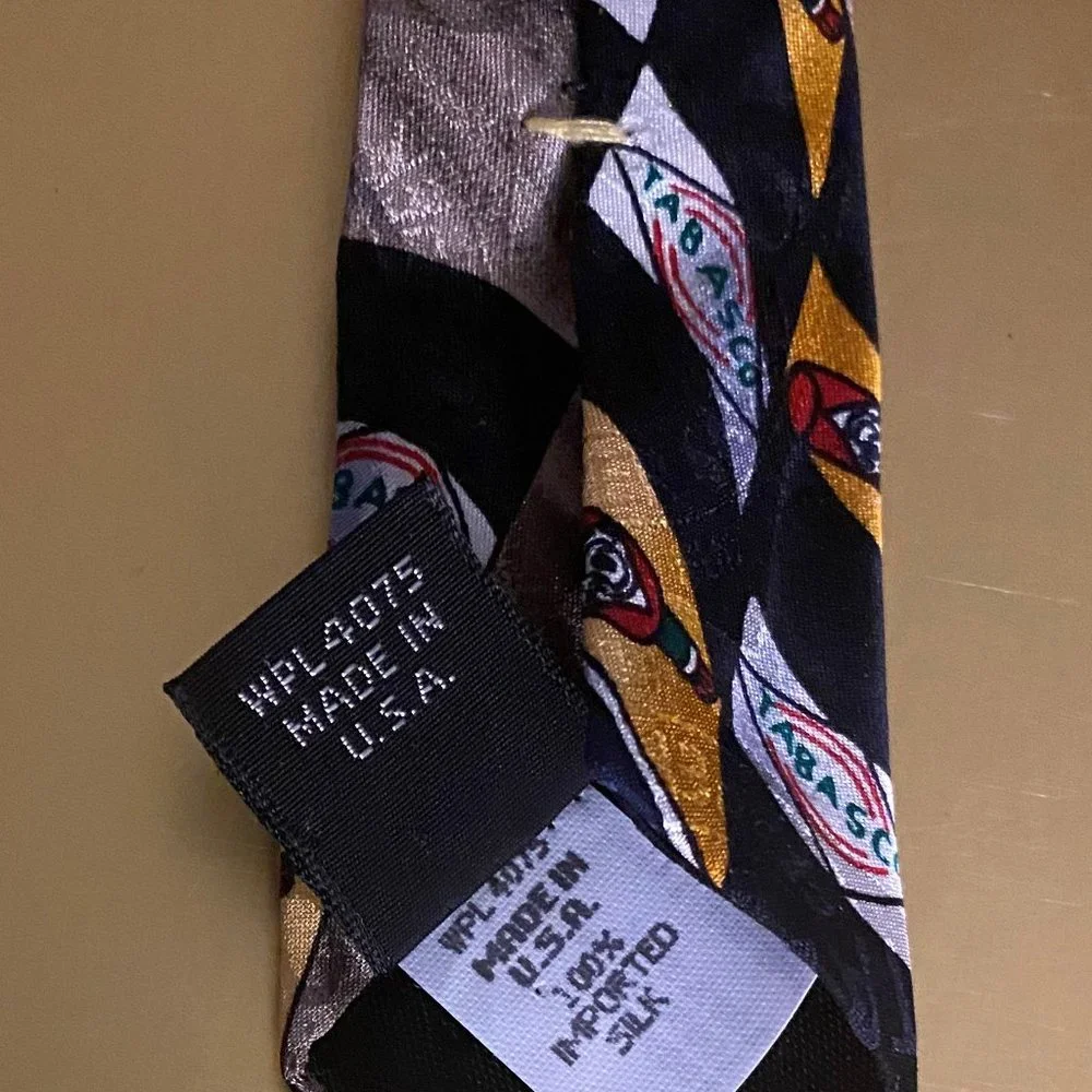 Men's Necktie Auto Racing Theme 100% Silk Tabasco  Brand
